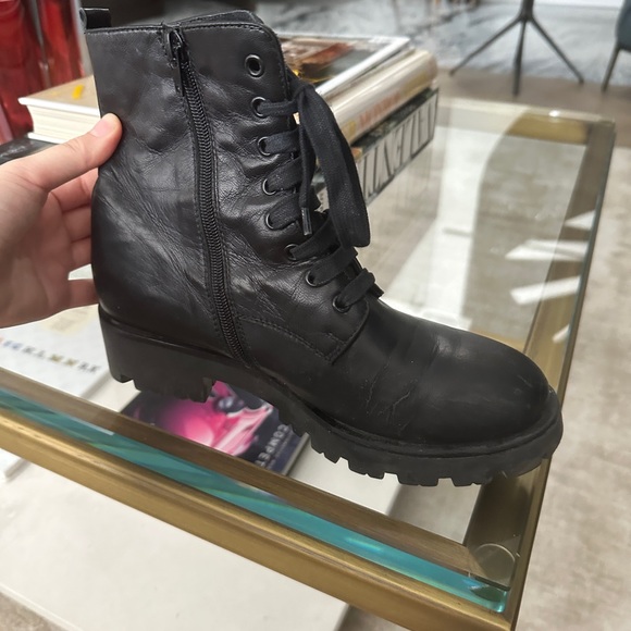 TOSCA BLU Black Leather Ankle Boots - Picture 2 of 5